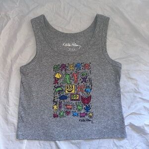 Keith Haring Gray Graphic Tank Top